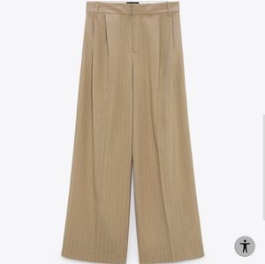 Zara Full length light brown pinstripe pants